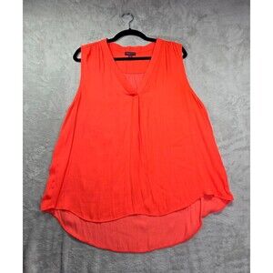 Vince Camuto Women's 1X Orange Sleeveless V-Neck Blouse Flowy Tangerine Light